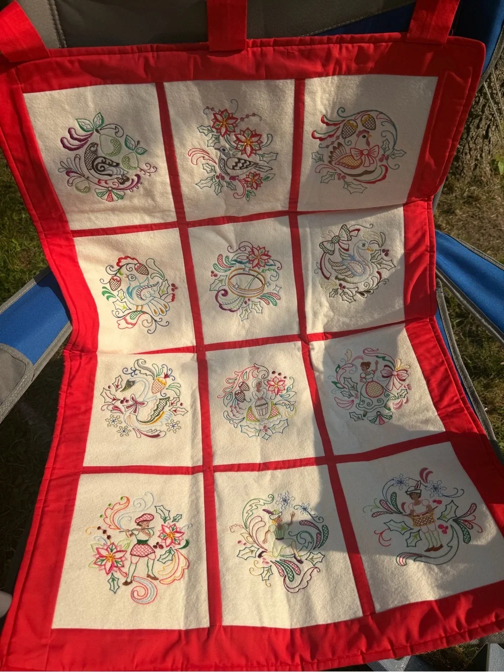 Large Vintage Needlepoint Folk Art Wall Hanging. Rare & Pristine Condition